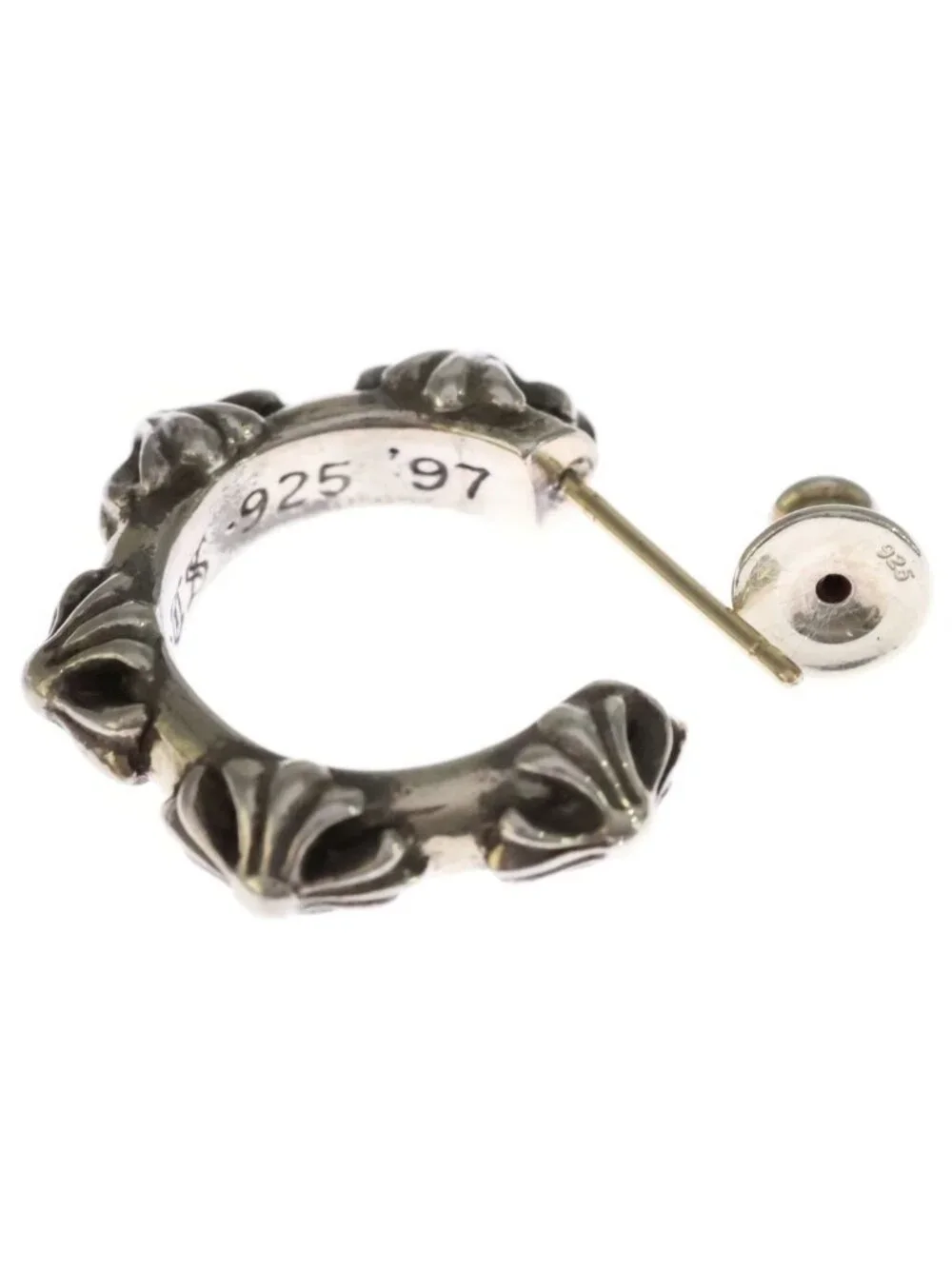 Chrome Hearts Hoop Cross Band Earrings Silver